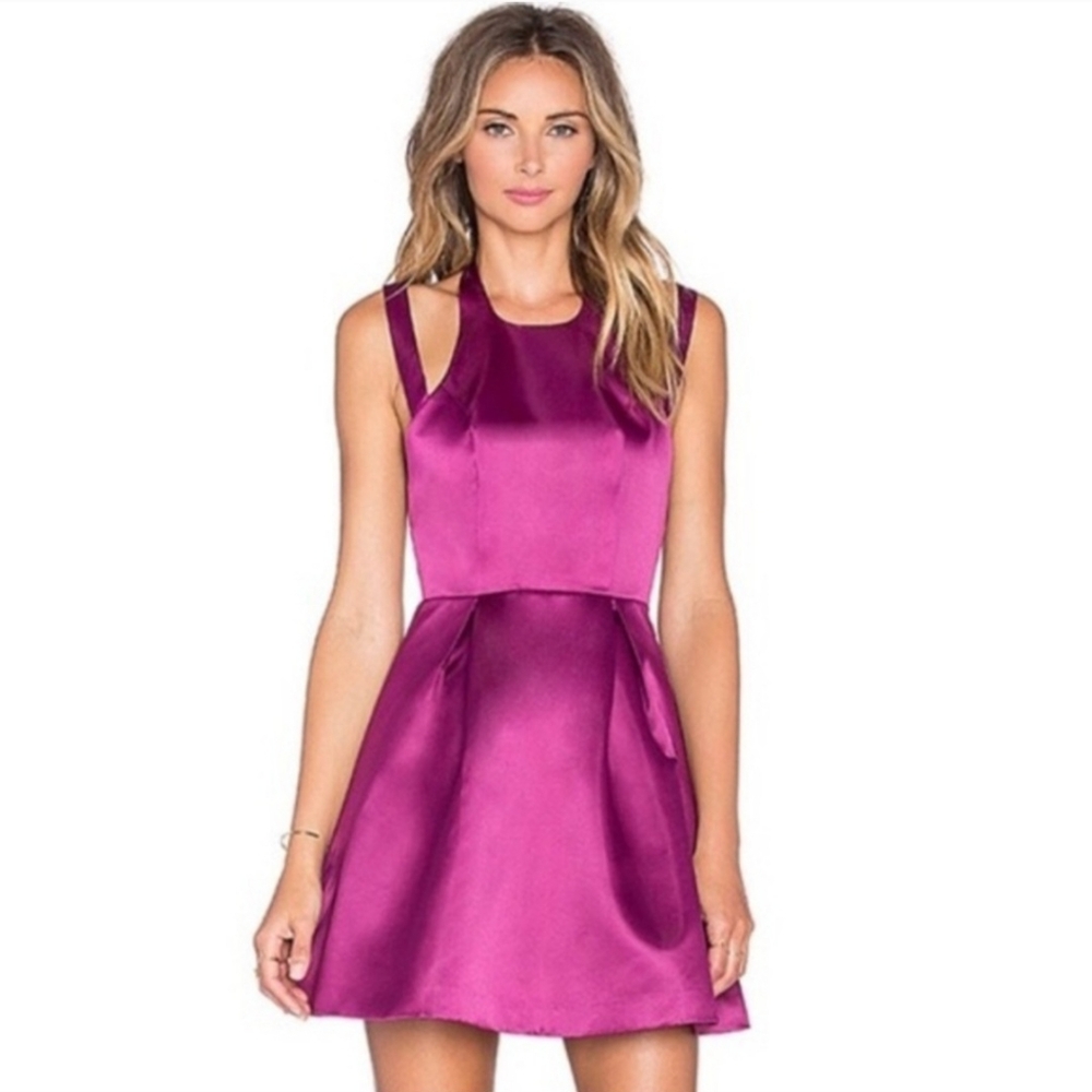 NWT Lovers & Friends Pink Satin Halter Fit Flare Dress
